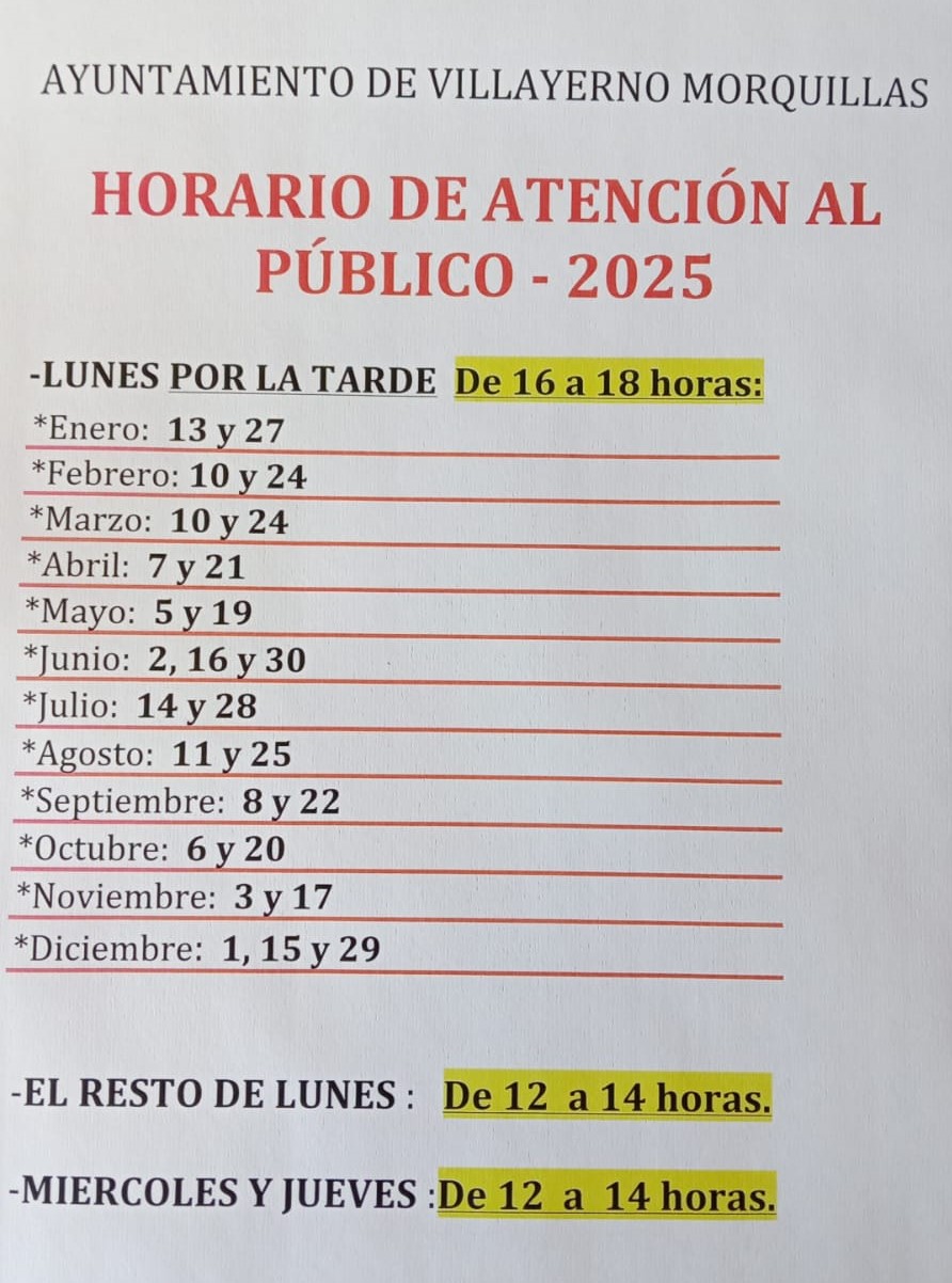 Nuevo horario de Atención al Público